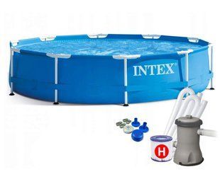 Басейн каркасний з фільтром 305х76 см Intex Metal Frame Pool 28202 Синій, круглий, з фільтр-насосом 1250 л/год, 4485 л 28202 фото