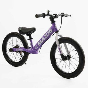 Біговел для дівчини від 4 років 16 дюймів CORSO MAXIS MX-30694 Фіолетовий, ручне заднє гальмо, підніжка, дзвінок, велобіг MX-30909 фото