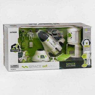 Космічний набір для дітей 80106 зі світлом і звуком, 3 космонавтами, аксесуарами, станцією, ракетою, машиною 80106 фото