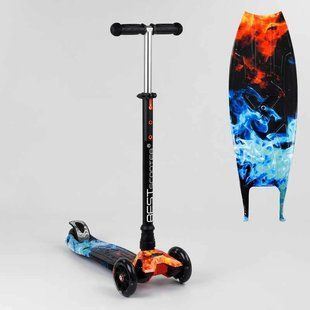 Дитячий триколісний самокат Best Scooter 779-1517 MAXI, з колесами PU, зі світлом, кермо від 77 см до 86 см 779-1517 фото