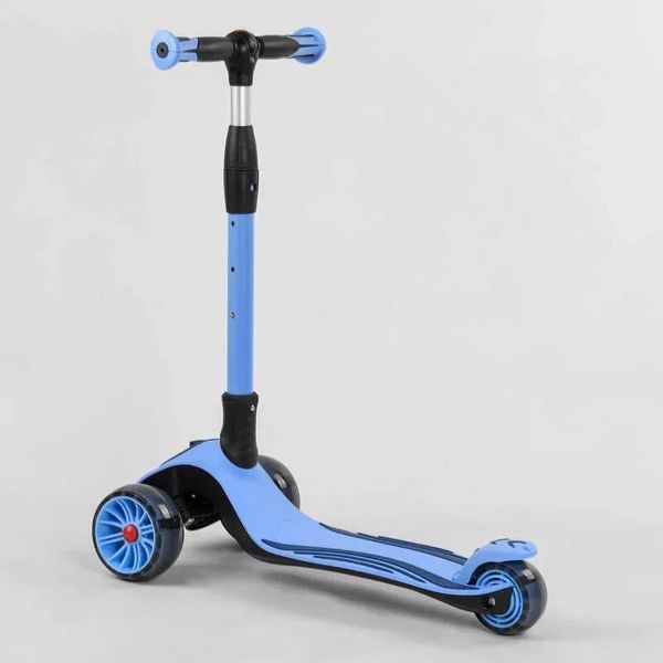 Триколісний самокат дитячий Best Scooter С-03820 Блакитний, складаний, зі світними колесами, кермо 66 до 77 см С-03820 фото