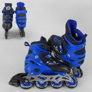 Детские ролики размер 30-33 Best Roller 9566-S Синие, колёса PU полиуретан со светом, раздвижные 9566-S фото