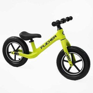 Велобег 12 дюймов Corso Flicker FL-0174-65 Салатовый, надувные колеса, нейлоновая рама, беговел FL-0174-65 фото
