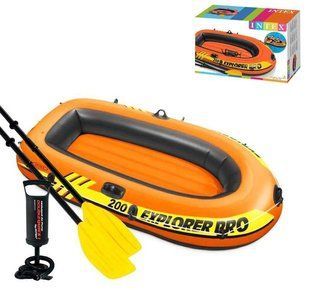 Човен надувний Intex для рибалок півторамісний 58357 Explorer PRO 200 Set з веслами та насосом, 196*102*33 см 58357 NP фото