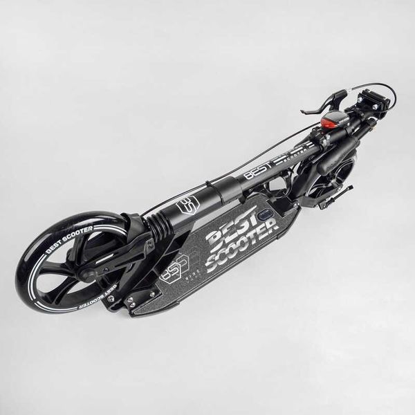 Самокат двухколесный до 100 кг 24215-B Черный, с фарой, колеса PU 23/20 см, 2 амортизатора, дисковый тормоз 24215-B фото
