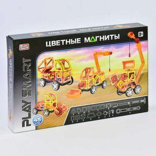Конструктор магнитный 2428 "Play Smart", "Стройтехника", 45 деталей, 6 моделей 2428 фото