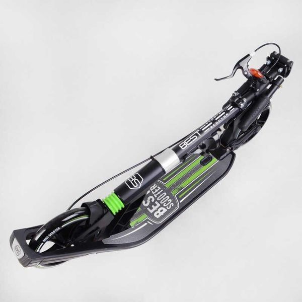 Самокат двоколісний великий Best Scooter L-22066 Зелений, PU 200 мм, амортизація, ручне гальмо, до 100 кг L-22066 фото