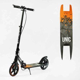 Самокат двоколісний Skyper Unic UN-53487 Жовтогарячий, дискове гальмо ручне, колеса PU 200 мм, 1 амортизатор UN-53487 фото