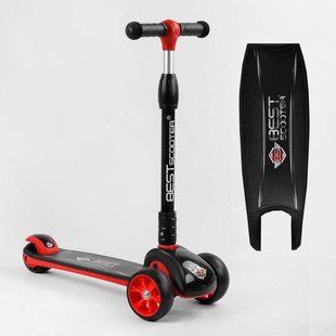 Дитячий триколісний самокат Best Scooter 44116 Чорний, широкі колеса, кермо від 67-77 см, складаний 44116 фото