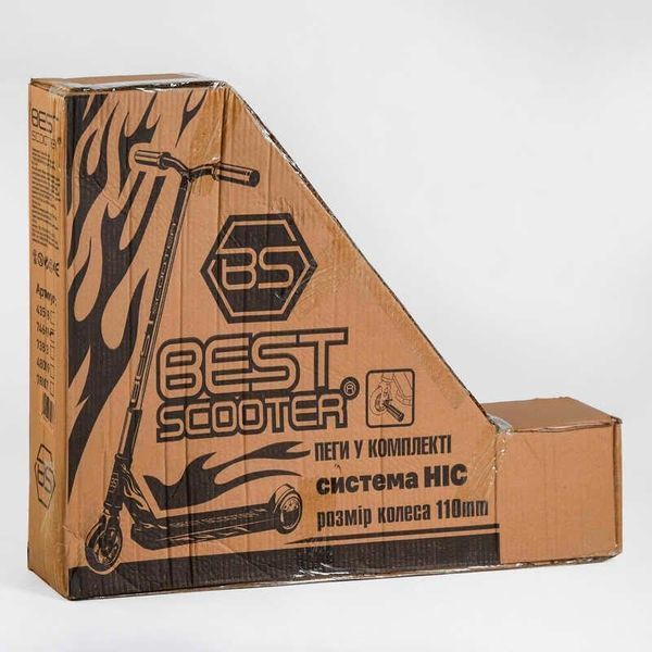Трюковый самокат Best Scooter 74609, с пегами, колеса PU 110 мм, HIC-система, алюминиевый диск и дека 74609 фото