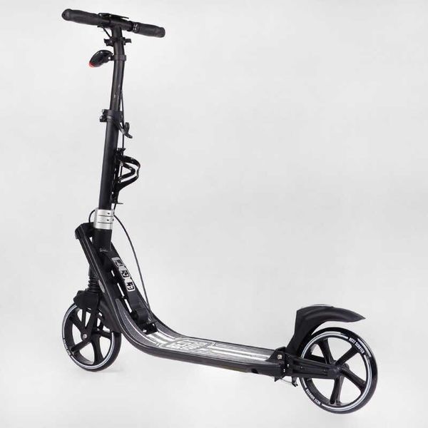Самокат двоколісний великий Best Scooter L-36375 Чорний, PU 200 мм, амортизація, ручне гальмо, до 100 кг L-36375 фото