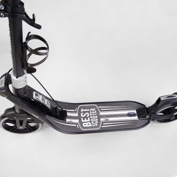 Самокат двоколісний великий Best Scooter L-36375 Чорний, PU 200 мм, амортизація, ручне гальмо, до 100 кг L-36375 фото