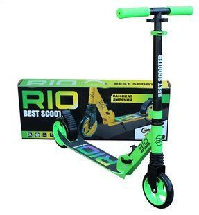 Самокат двоколісний для дітей Best Scooter Rio R-12005 Зелений, колеса PU 145 мм, передній амортизатор R-12005 фото