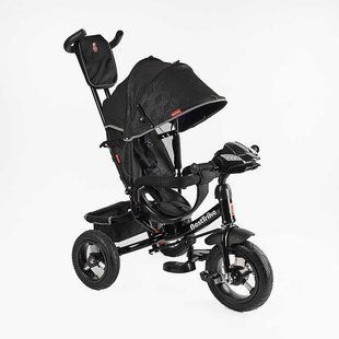 Велосипед триколісний із батьківською ручкою Best Trike 3390 - 39-211 Чорний, надувні колеса, фара USB, пульт 3390 - 39-211 фото