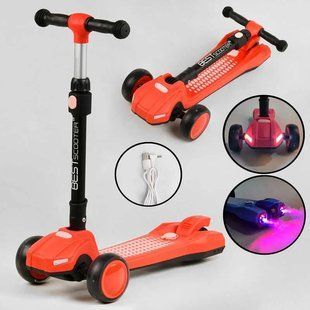 Самокат триколісний дитячий із димом Best Scooter LT-12857 Червоний, з парогенератором, світлом і звуками машини LT-12857 фото