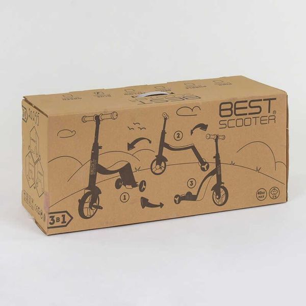 Дитячий самокат-велобіг-велосипед 3в1 JT 10993 Best Scooter, трансформер, 8 мелодій, Жовтий JT 10993 фото