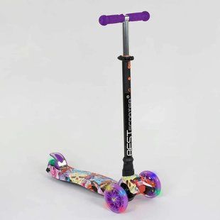 Самокат триколісний для дівчинки MAXI Best Scooter 779-1313, колеса PU зі світлом, висота 77-86 см 779-1313 фото