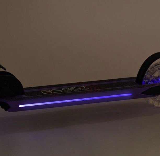 Самокат двоколісний Best Scooter J-1975 Фіолетовий, з колесами PU 145 мм, дека та вилка з підсвіткою, до 70 кг J-1975 фото