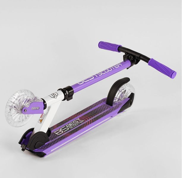 Самокат двоколісний Best Scooter J-1975 Фіолетовий, з колесами PU 145 мм, дека та вилка з підсвіткою, до 70 кг J-1975 фото
