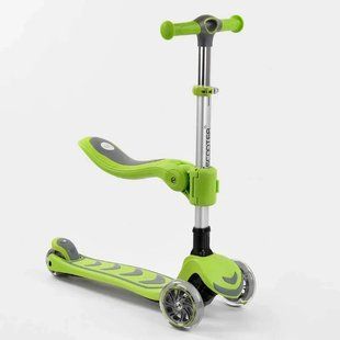 Дитячий самокат із сидінням 2в1, самокат біговел Т-07196 Best Scooter, складане кермо, висота 69-79 см Т-07196 фото