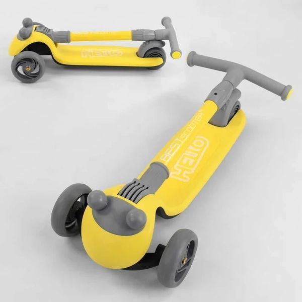 Самокат триколісний складаний D-0449 Best Scooter зі світними колесами &mdash; PU, Жовтий D-0449 фото