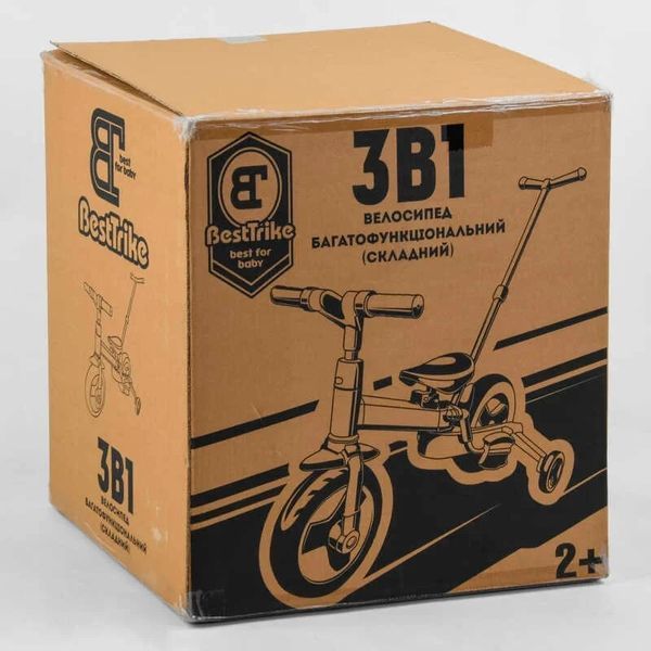 Біговел веловипед трансформер 3в1 з батьківською ручкою Best Trike 55475 колеса PU 10 дюймів, Рожевий 23031 фото