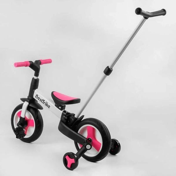 Біговел веловипед трансформер 3в1 з батьківською ручкою Best Trike 55475 колеса PU 10 дюймів, Рожевий 23031 фото
