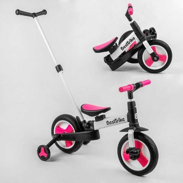 Біговел веловипед трансформер 3в1 з батьківською ручкою Best Trike 55475 колеса PU 10 дюймів, Рожевий 23031 фото