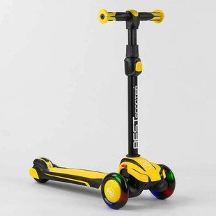 Самокат триколісний дитячий MAXI MX-80204 Жовтий Best Scooter, зі світними колесами PU, Жовтий MX-80204 фото