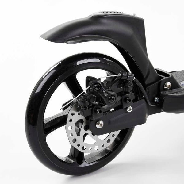 Самокат двухколесный Best Scooter 92228 Черный, колеса PU 23см/20см, 2 амортизатора, дисковый тормоз, до 100кг 92228 фото