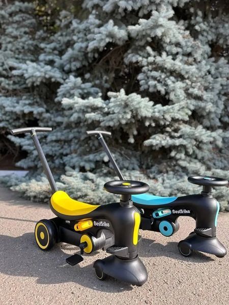Каталка толокар велосипед триколісний Best Trike BST-7702 Жовтий, з батьківською ручкою BST-7702 фото