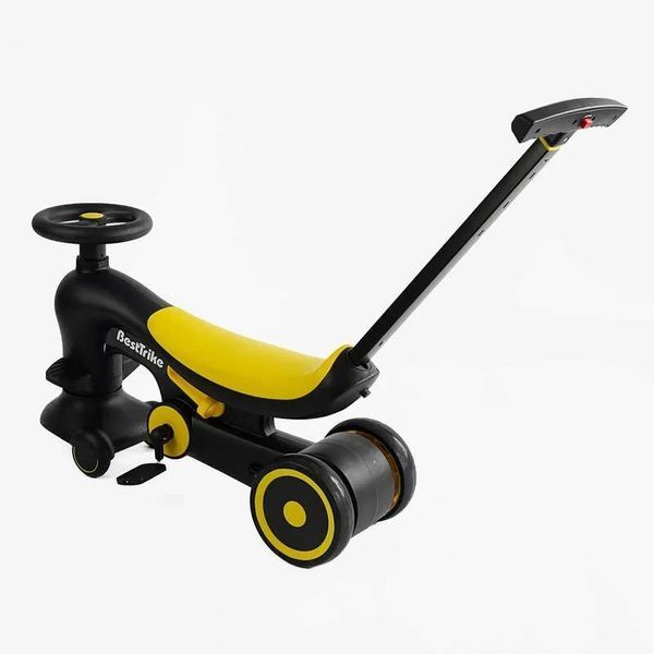 Каталка толокар велосипед триколісний Best Trike BST-7702 Жовтий, з батьківською ручкою BST-7702 фото