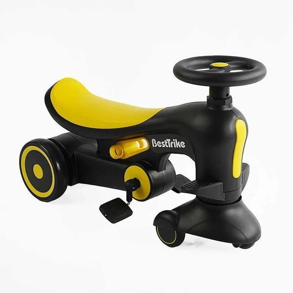 Каталка толокар велосипед триколісний Best Trike BST-7702 Жовтий, з батьківською ручкою BST-7702 фото