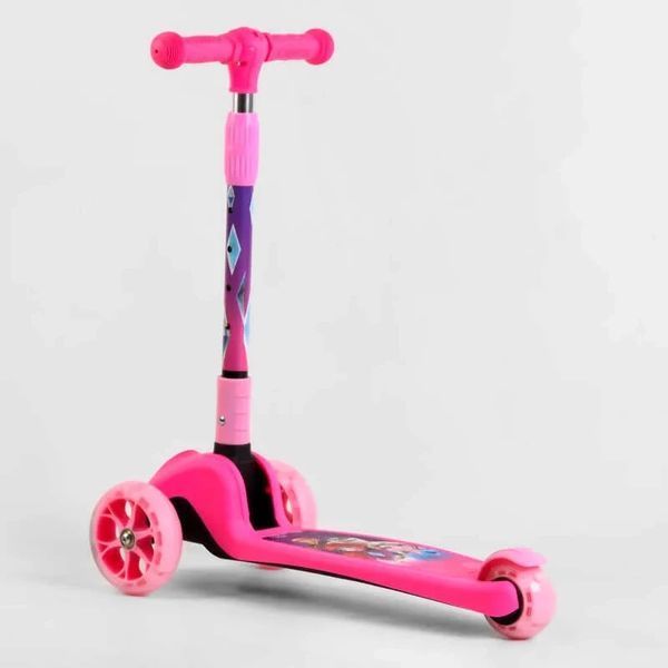 Складаний триколісний самокат Рожевий Best Scooter 88361 зі світними дисками та колесами, колеса PU 88361 фото