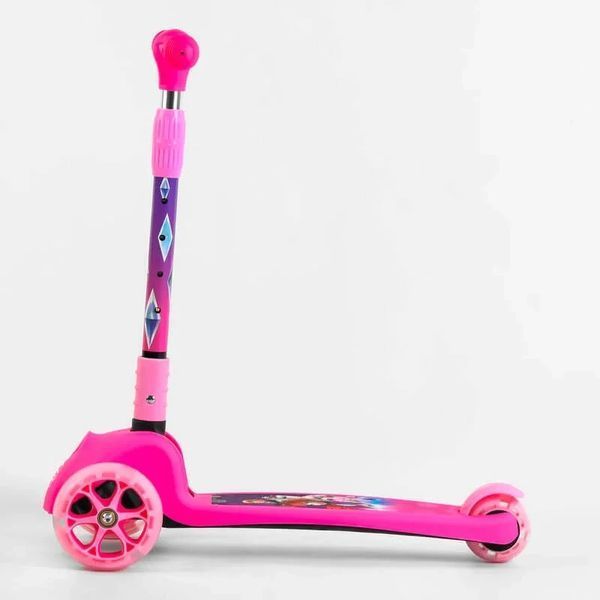 Складаний триколісний самокат Рожевий Best Scooter 88361 зі світними дисками та колесами, колеса PU 88361 фото
