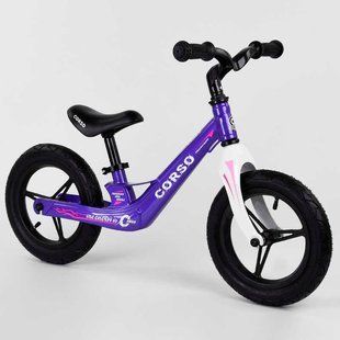 Дитячий біговел для дівчинки 12" Corso 22709 Фіолетовий, з надувними колесами, магнієвою рамою, велобіг 22709 фото