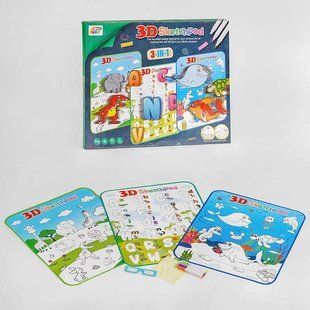 Дошка 3D YM 832, 3 плакати, окуляри, 4 маркери, в коробці YM 832 фото