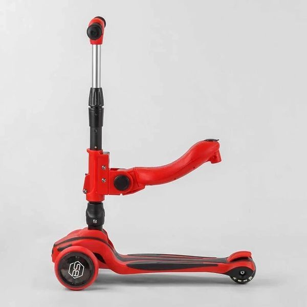Трехколесный самокат с сиденьем 2в1 Best Scooter MAXI ST-18003 Красный, складной руль от 69 до 79 см ST-18003 фото