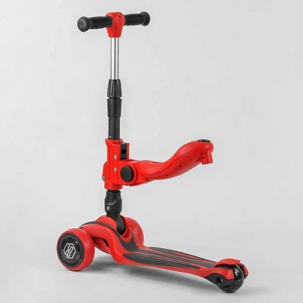 Трехколесный самокат с сиденьем 2в1 Best Scooter MAXI ST-18003 Красный, складной руль от 69 до 79 см ST-18003 фото