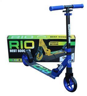 Двоколісний самокат для хлопчика RIO R-74099 Best Scooter з колесами PU 145 мм, переднім амортизатором, Синій R-74099 фото