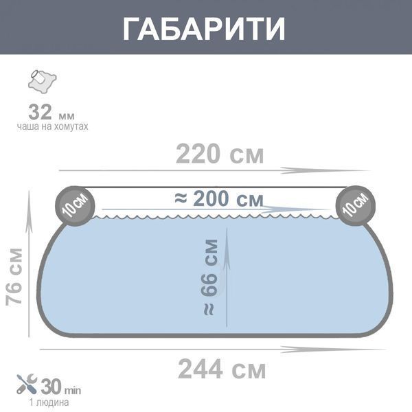 Басейн надувний 244 х 76 см Intex Easy Set 28110, сімейний, наливний басейн, 2420 л 28110 фото