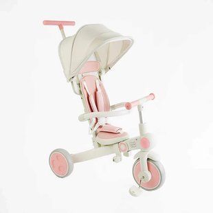 Триколісний велосипед-трансформер з батьківською ручкою 4 в 1 Best Trike BS-12-303 Біло-Рожевий, нейлонова BS-12-303 фото
