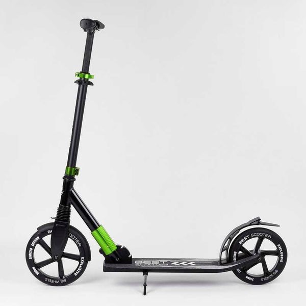 Дитячий двоколісний самокат Best Scooter 72284 Чорно-зелений, до 100 кг, колеса PU-230/215мм 72284 фото