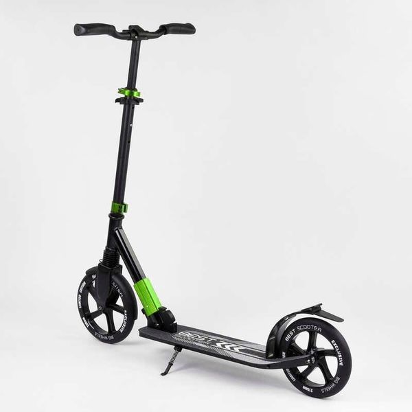 Дитячий двоколісний самокат Best Scooter 72284 Чорно-зелений, до 100 кг, колеса PU-230/215мм 72284 фото