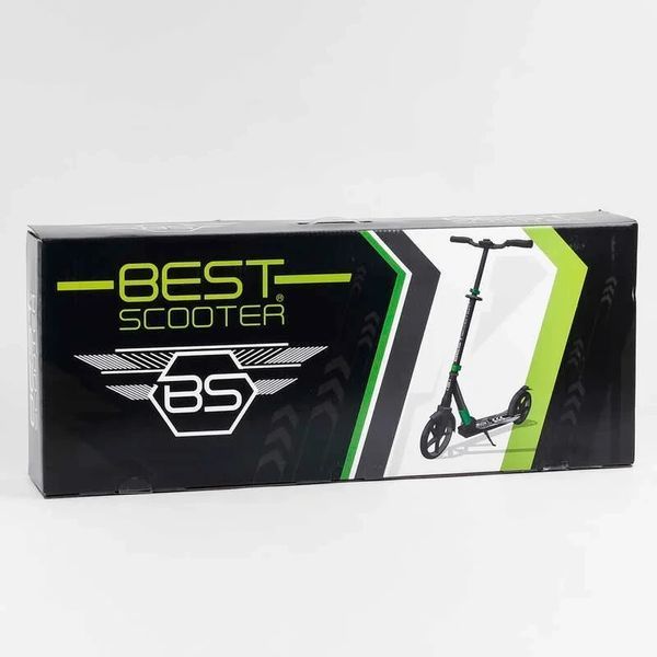 Дитячий двоколісний самокат Best Scooter 72284 Чорно-зелений, до 100 кг, колеса PU-230/215мм 72284 фото