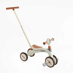 Дитячий велосипед-велобіг із батьківською ручкою Best Trike BST-307 Біло-коричневий, рама нейлон BST-307 фото