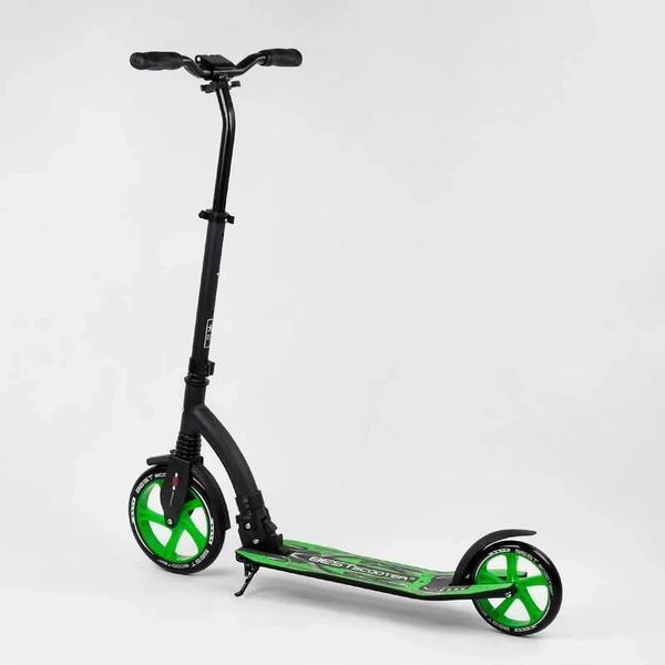 Самокат двоколісний з великими колесами Best Scooter 52266 Зелений, з амортизатором, PU 23/20 см, до 100 кг 52266 фото