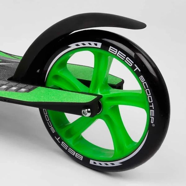 Самокат двоколісний з великими колесами Best Scooter 52266 Зелений, з амортизатором, PU 23/20 см, до 100 кг 52266 фото