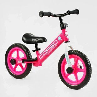 Біговел Corso SPRINT JR-01309 Рожевий, колеса 12" EVA (ПЕНА), підставка для ніг JR-01309 фото