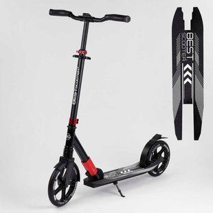 Самокат двоколісний дитячий Best Scooter 36956 Чорно-червоний, до 100 кг, колеса PU-230/215 мм, 1 амортизатор 36956 фото